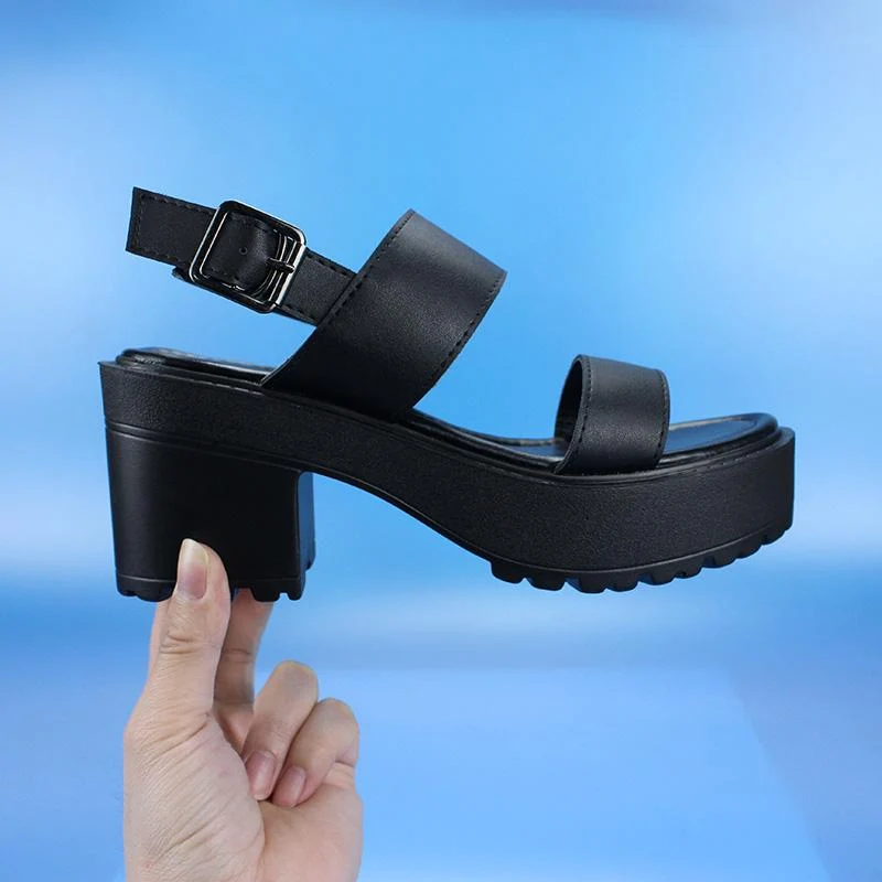 Damen Gothic Punk Plateausandalen mit offener Zehenpartie