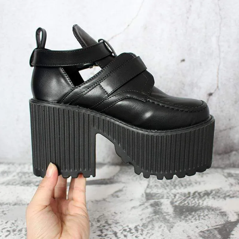 Damen Gothic Punk Schnallen Plateau Stiefeletten