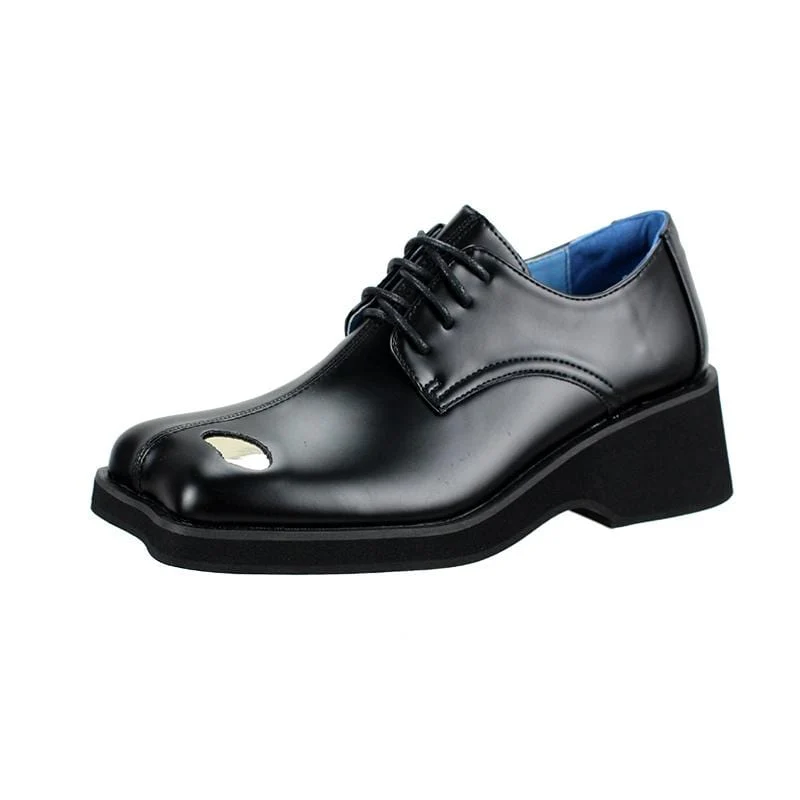 Damen Gothic Punk Lace-up Wedge Loafers Schuhe