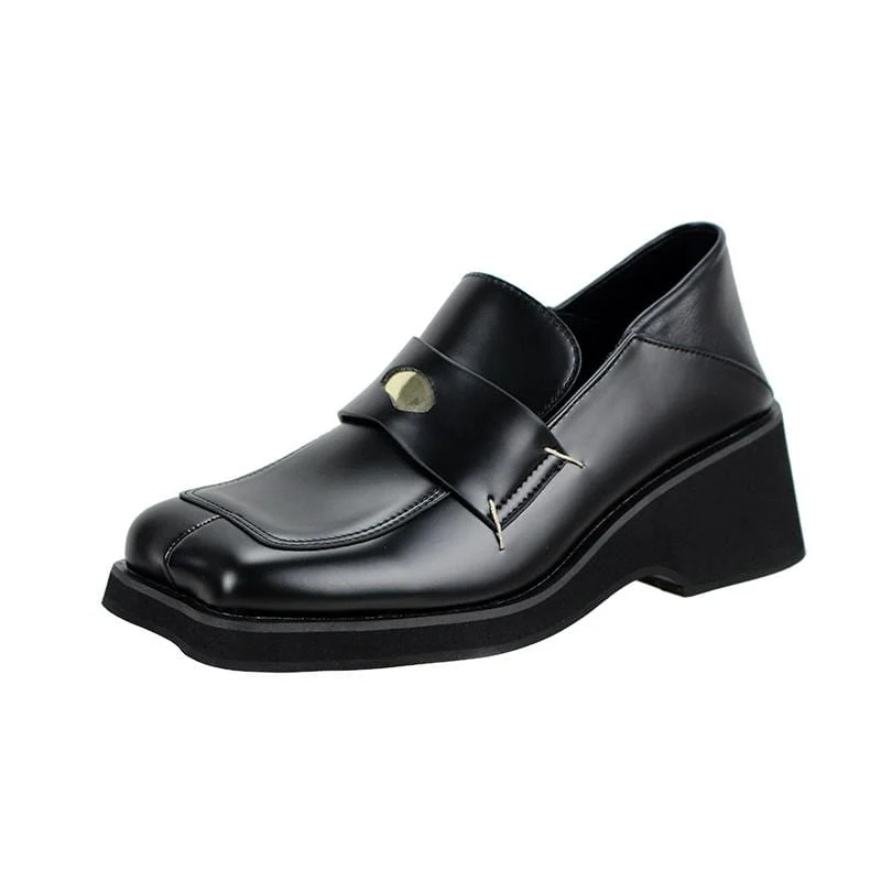 Damen Gothic Punk Loafers mit eckiger Zehenpartie