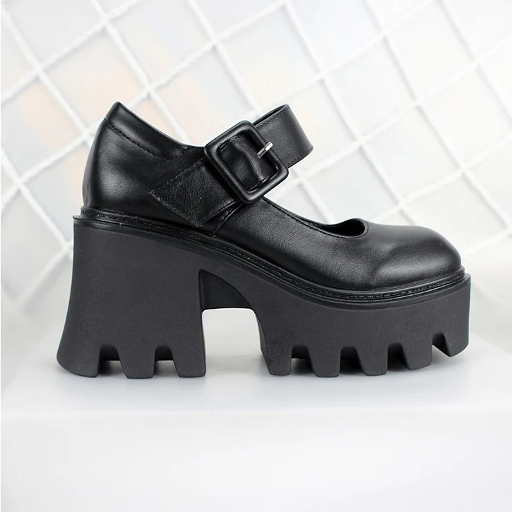 Damen Gothic Punk Schnalle Mary Jane Schuhe