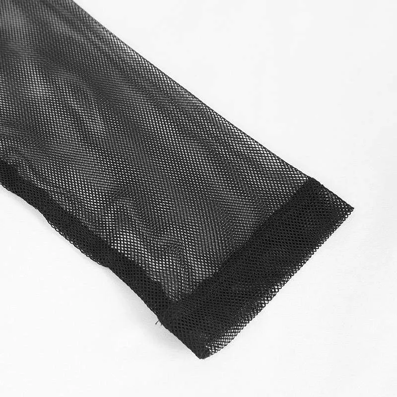 Gothic Rollkragenhemd für Herren durchsichtiges Netz
