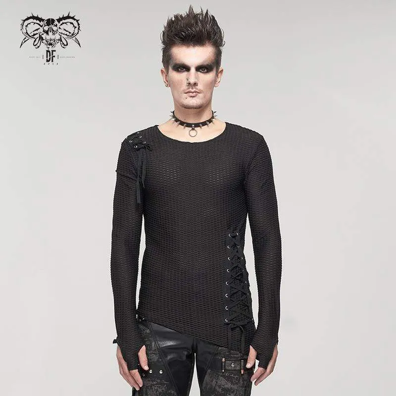 Herren Gothic Riemchen unregelmäßiges Netzhemd