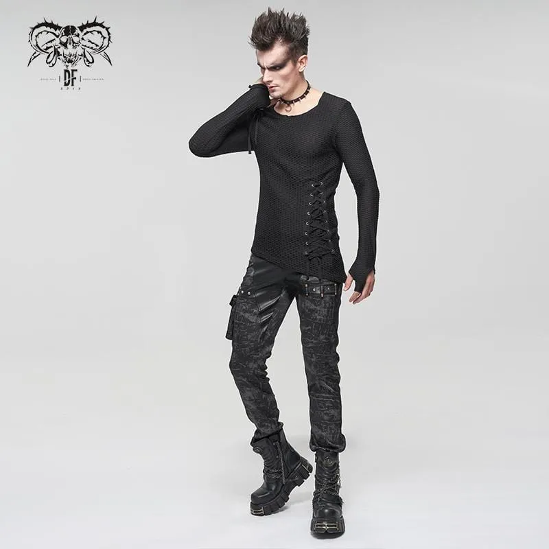 Herren Gothic Riemchen unregelmäßiges Netzhemd