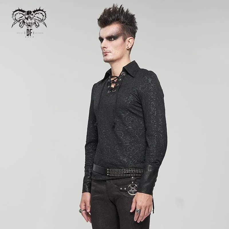 Gothic-Trägerhemd mit Umlegekragen für Herren