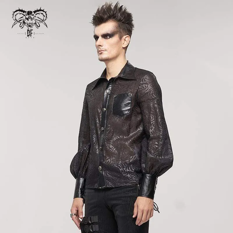 Gothic-Hemd aus Kunstleder mit Puffärmeln für Herren