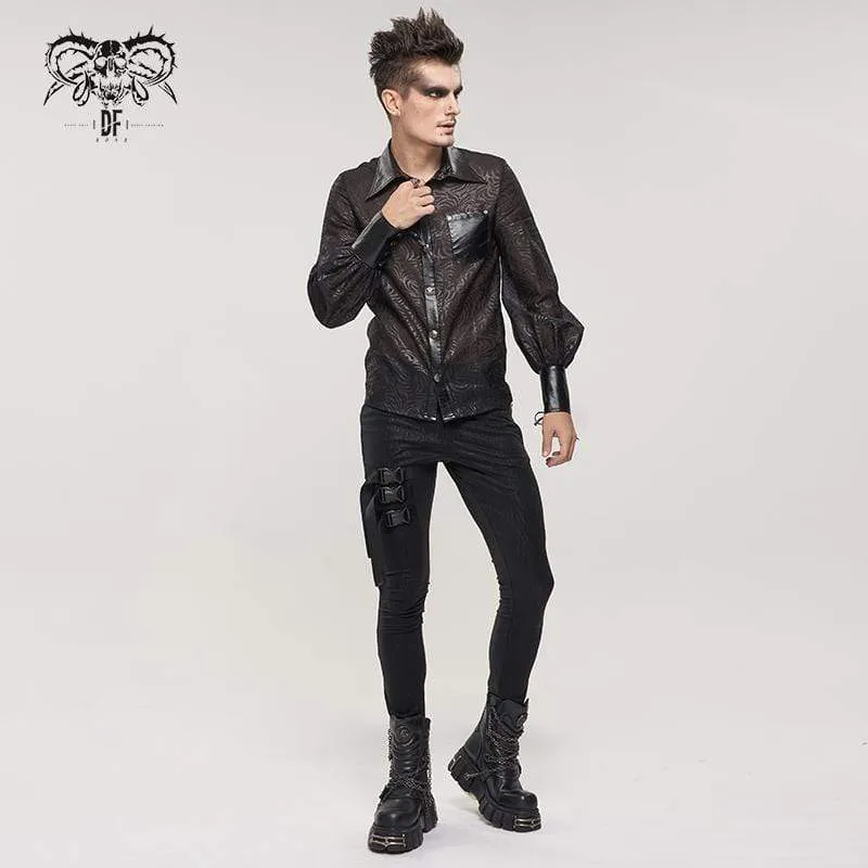 Gothic-Hemd aus Kunstleder mit Puffärmeln für Herren