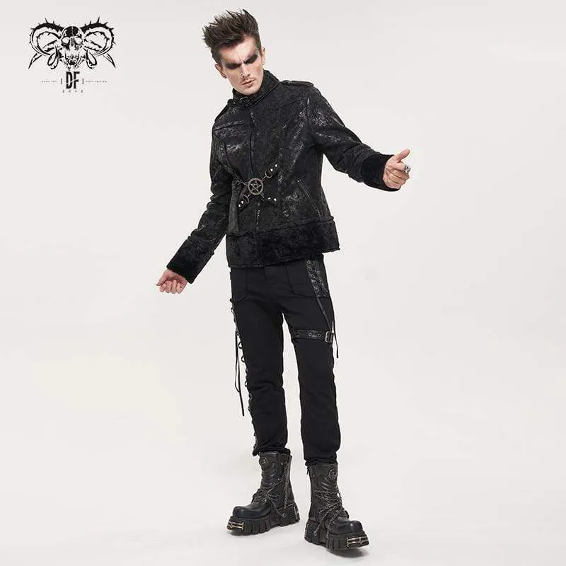 Herren Gothic Strappy Splice Schnalle ungesäumte Hose
