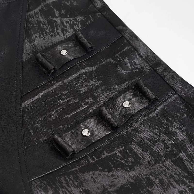 Herren Gothic Faux Leather Splice Multi-Pocket-Hose