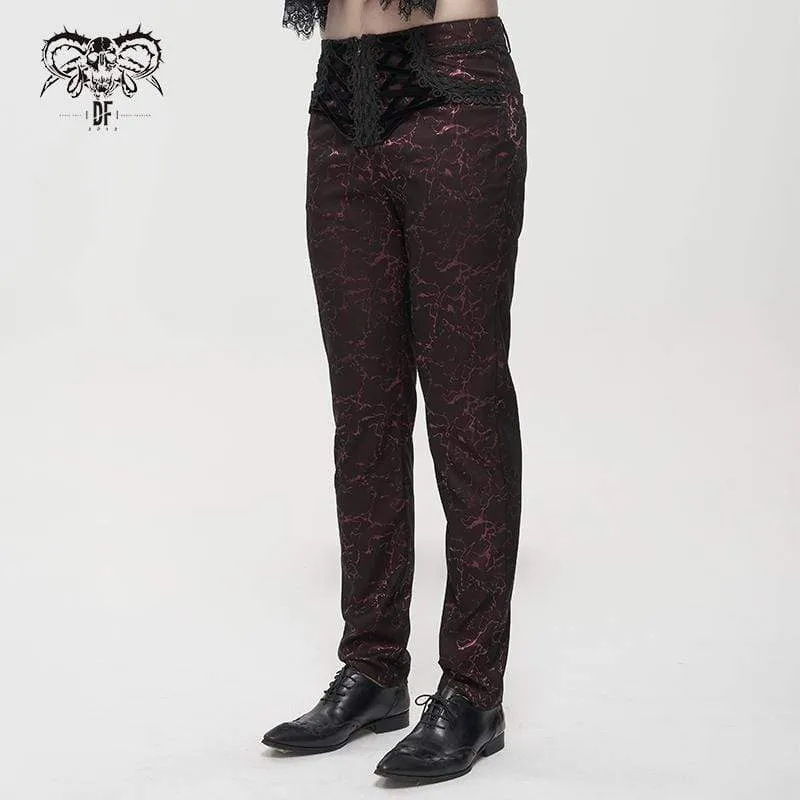 Herren Gothic Floral Zipper Hose Rot