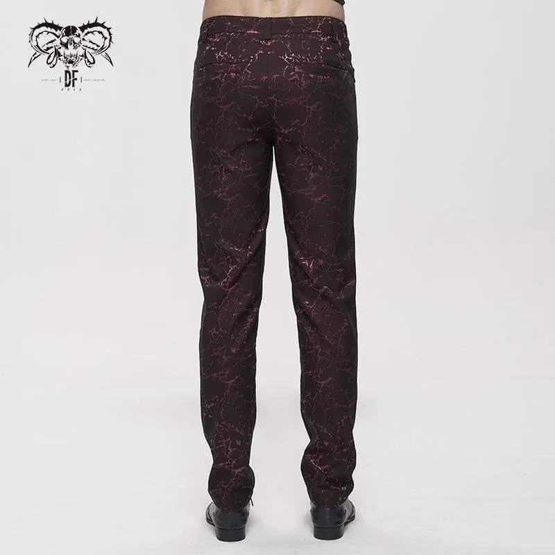 Herren Gothic Floral Zipper Hose Rot