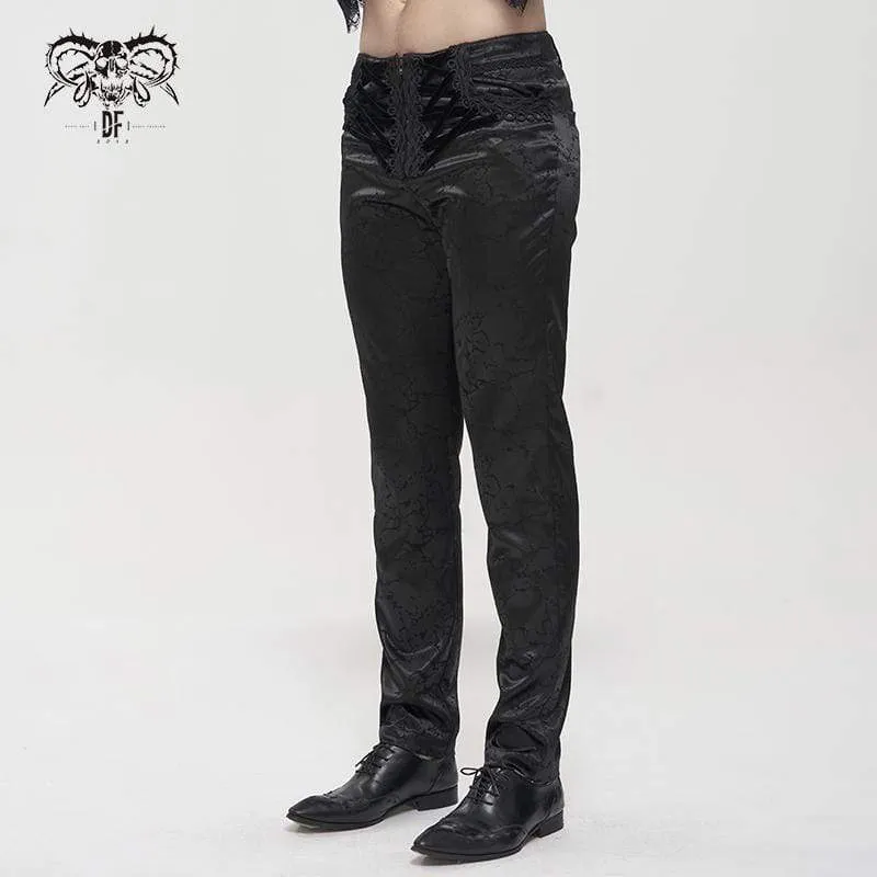 Herren Gothic Floral Zipper Hose Schwarz
