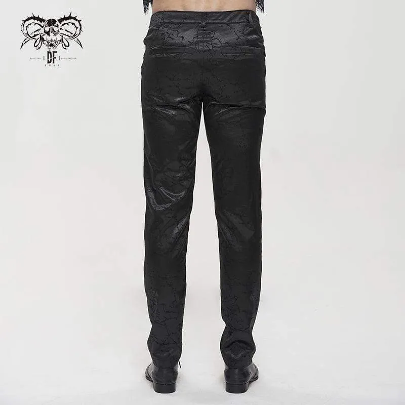 Herren Gothic Floral Zipper Hose Schwarz
