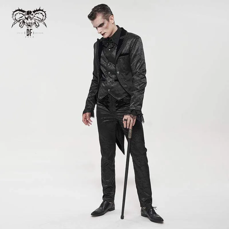 Herren Gothic Floral Zipper Hose Schwarz