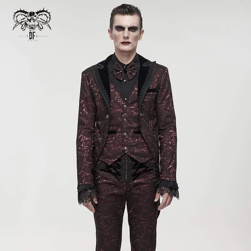 Herren Gothic Floral Schwalbenschwanzmantel Rot