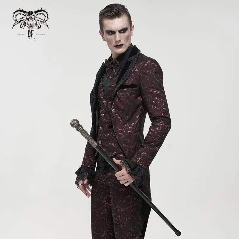 Herren Gothic Floral Schwalbenschwanzmantel Rot