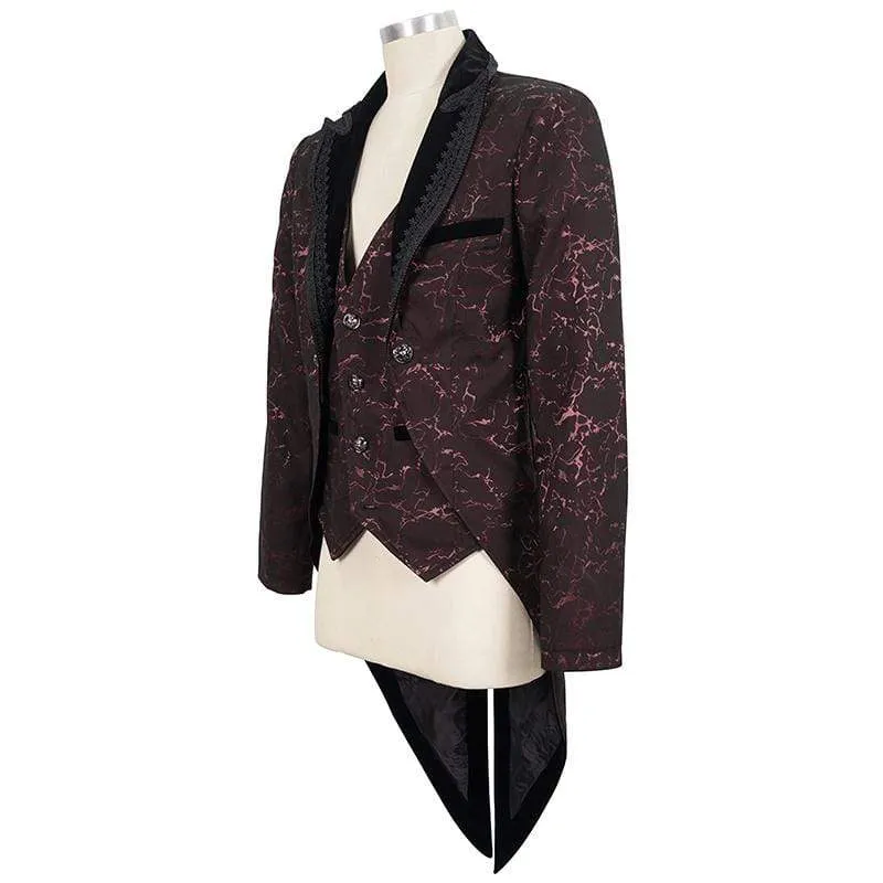 Herren Gothic Floral Schwalbenschwanzmantel Rot