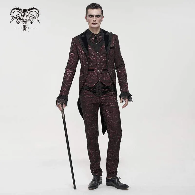 Herren Gothic Floral Schwalbenschwanzmantel Rot