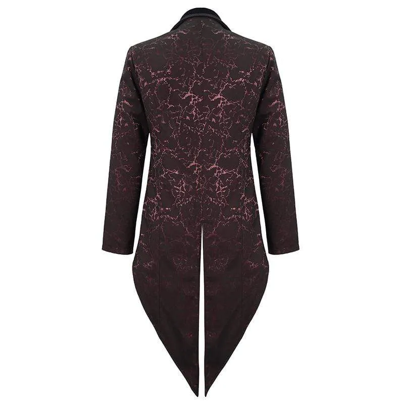 Herren Gothic Floral Schwalbenschwanzmantel Rot