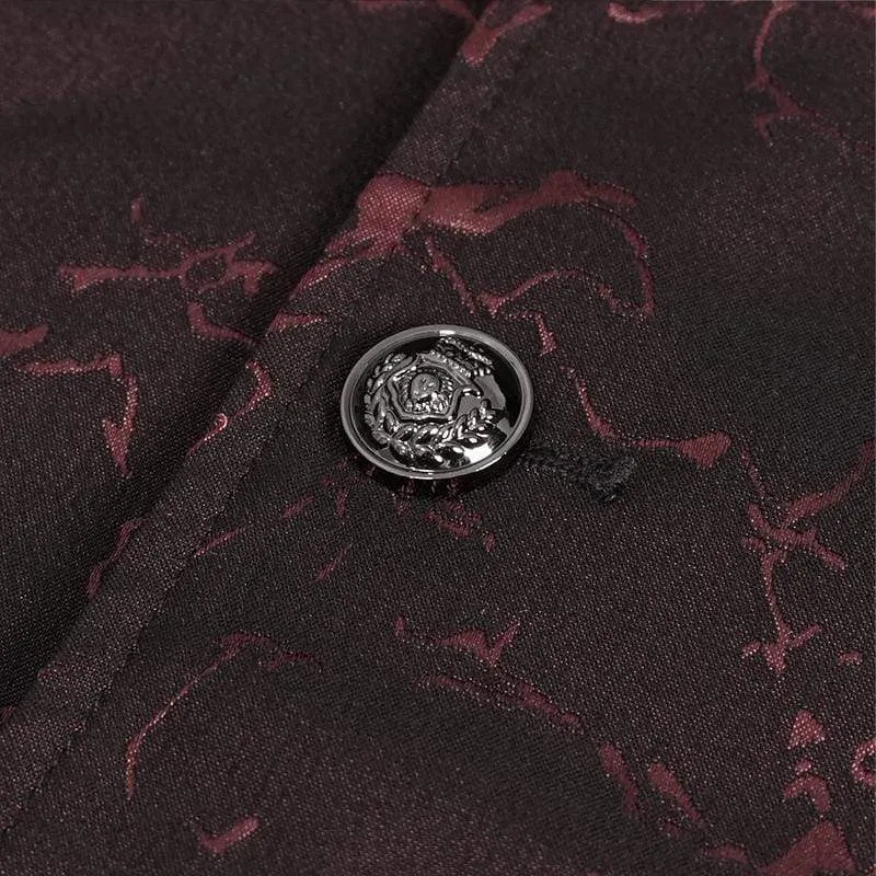 Herren Gothic Floral Schwalbenschwanzmantel Rot