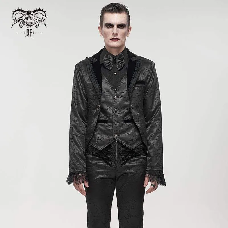 Herren Gothic Floral Schwalbenschwanzmantel Schwarz