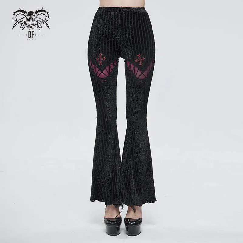Damen Gothic Riemchen Splice Gerippte Schlaghose