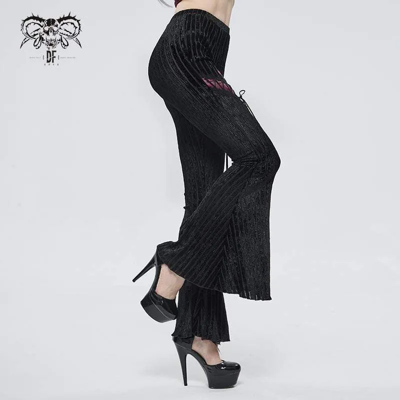 Damen Gothic Riemchen Splice Gerippte Schlaghose