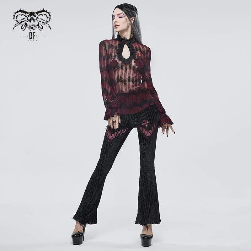 Damen Gothic Riemchen Splice Gerippte Schlaghose