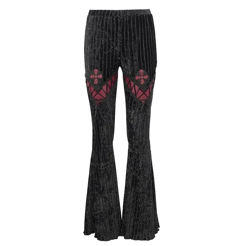 Damen Gothic Riemchen Splice Gerippte Schlaghose