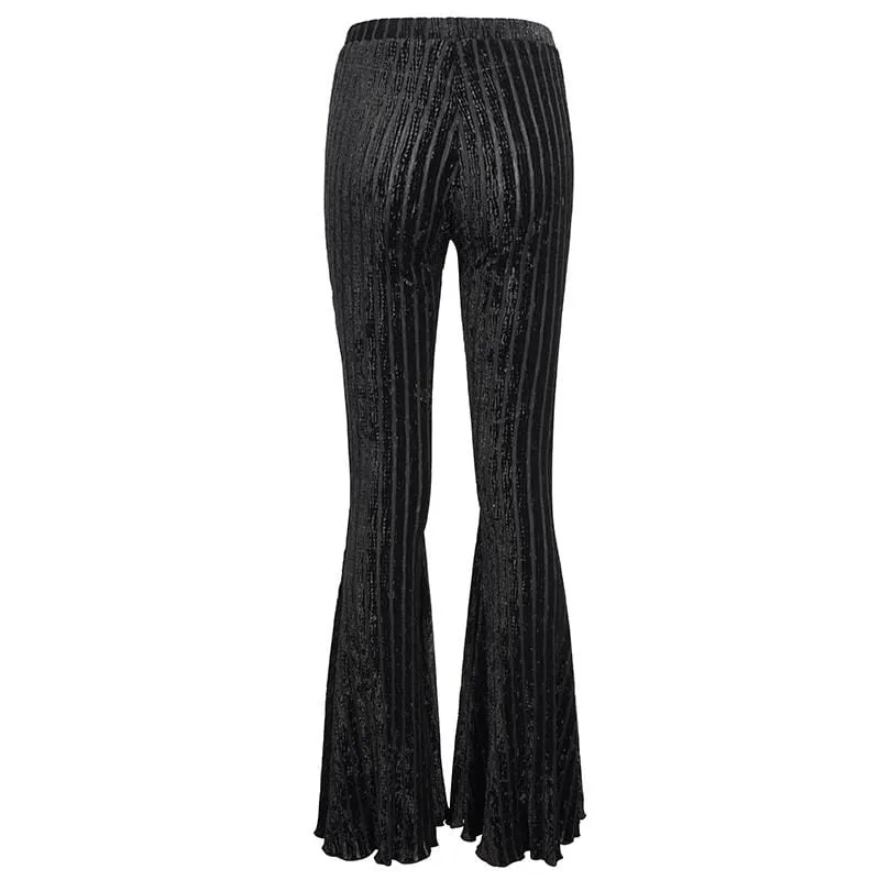 Damen Gothic Riemchen Splice Gerippte Schlaghose