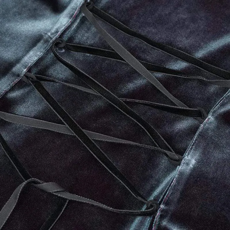Gothic-Spitze-Spleißhemd mit Puffärmeln für Damen