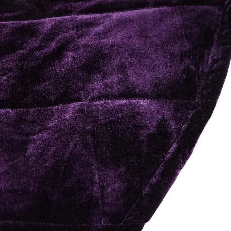 Gothic Zipper Samtmantel für Damen mit Hexenkapuze