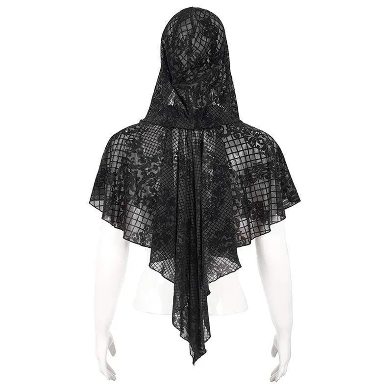 Gothic Cape für Damen mit Blumenmuster und Kapuze