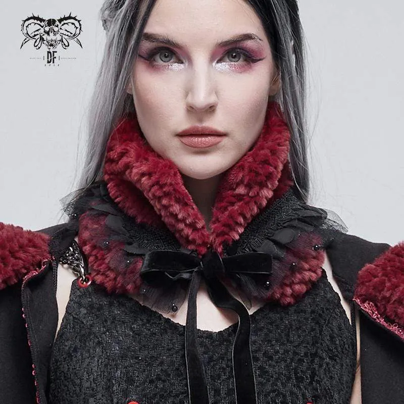Damen Gothic Mesh Splice Strappy Schal Rot
