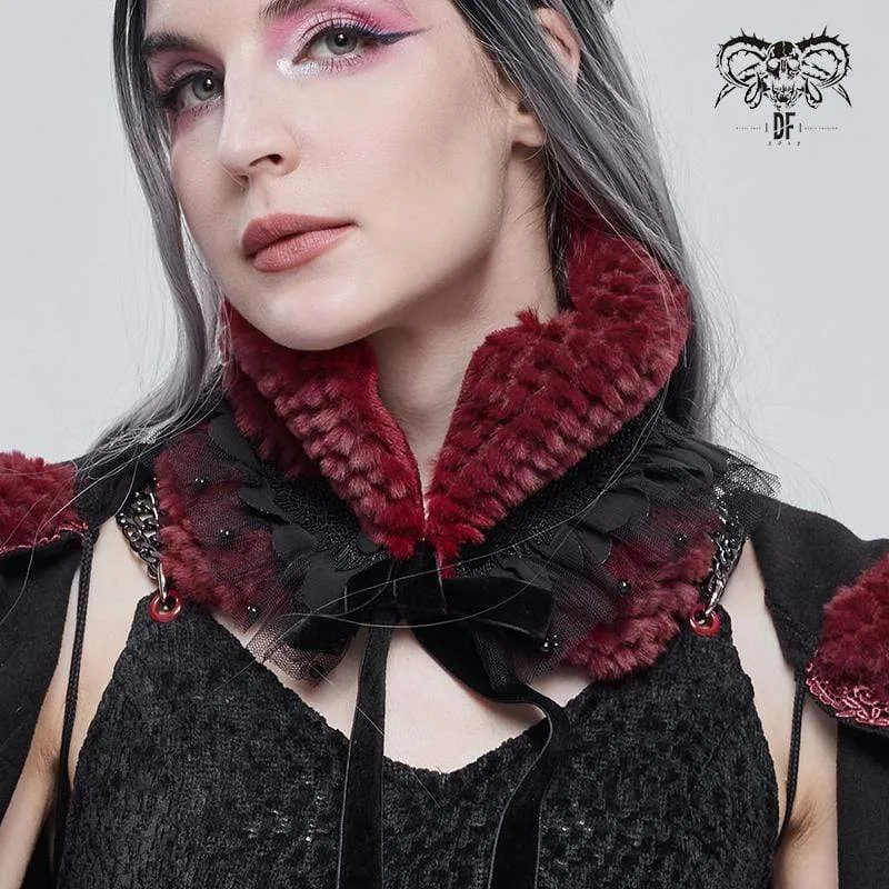 Damen Gothic Mesh Splice Strappy Schal Rot