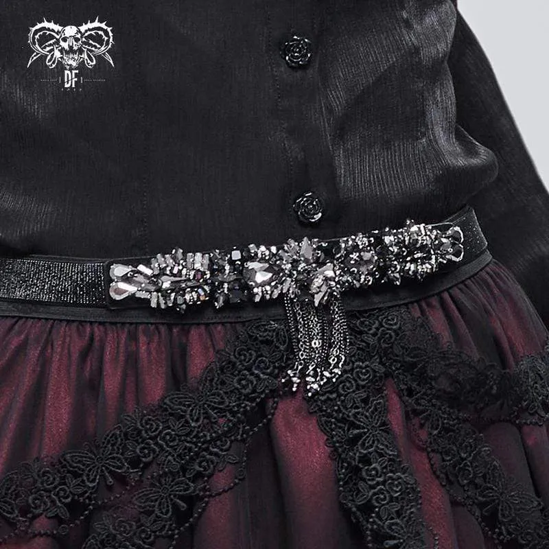 Gothic Crystal Stone Elastischer Gürtel für Damen