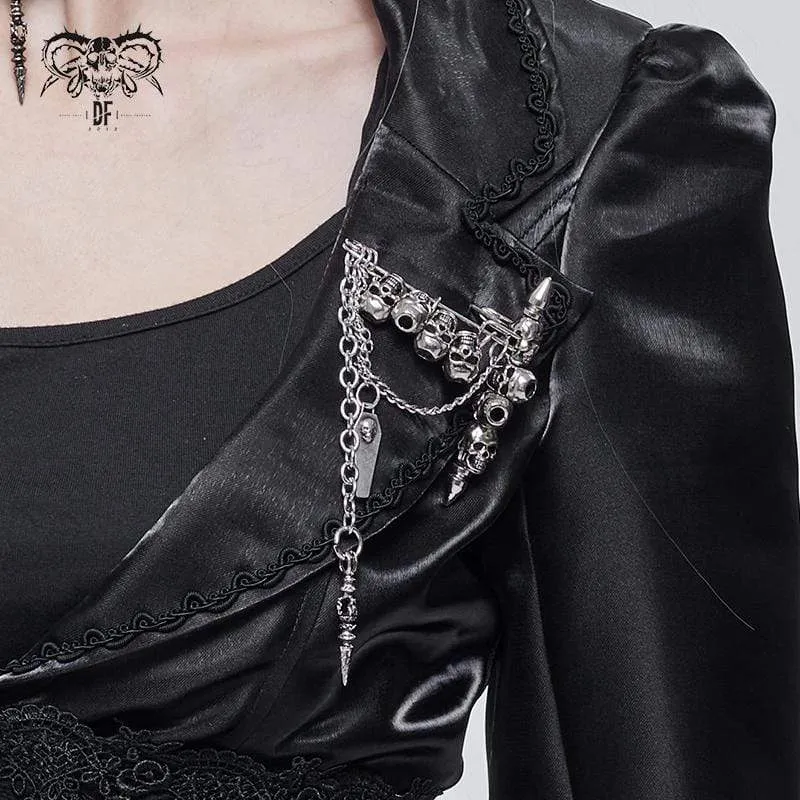 Gothic Totenkopf Kettenbrosche für Damen