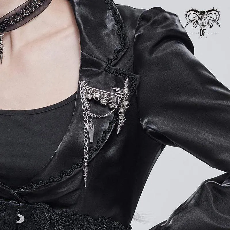 Gothic Totenkopf Kettenbrosche für Damen