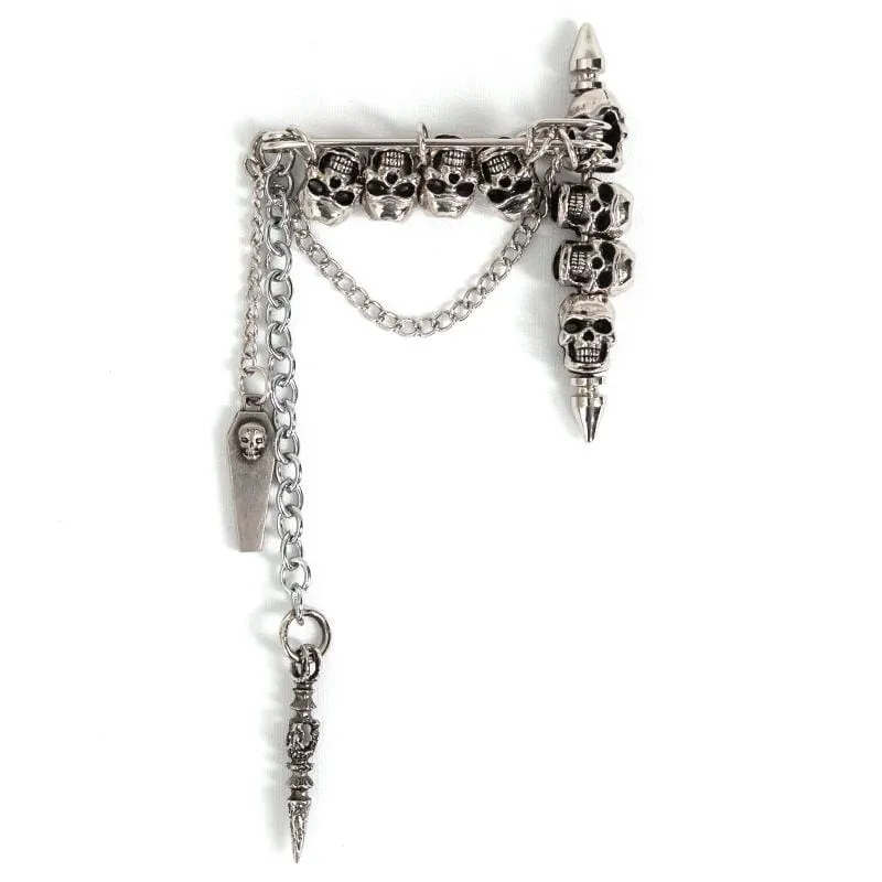 Gothic Totenkopf Kettenbrosche für Damen