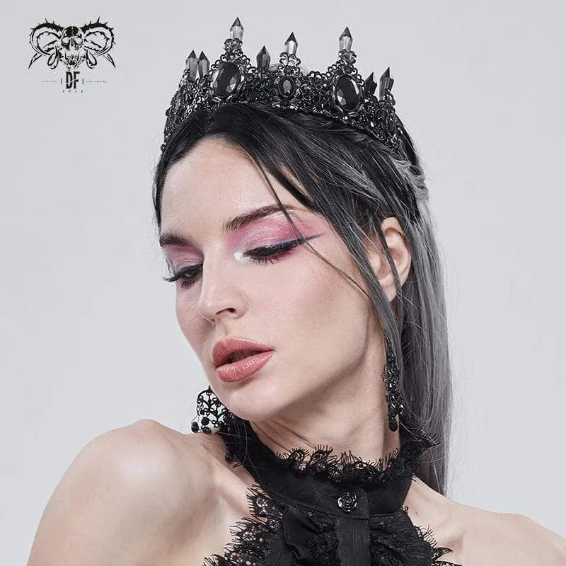Gothic Black Crystal Stone Crown für Damen