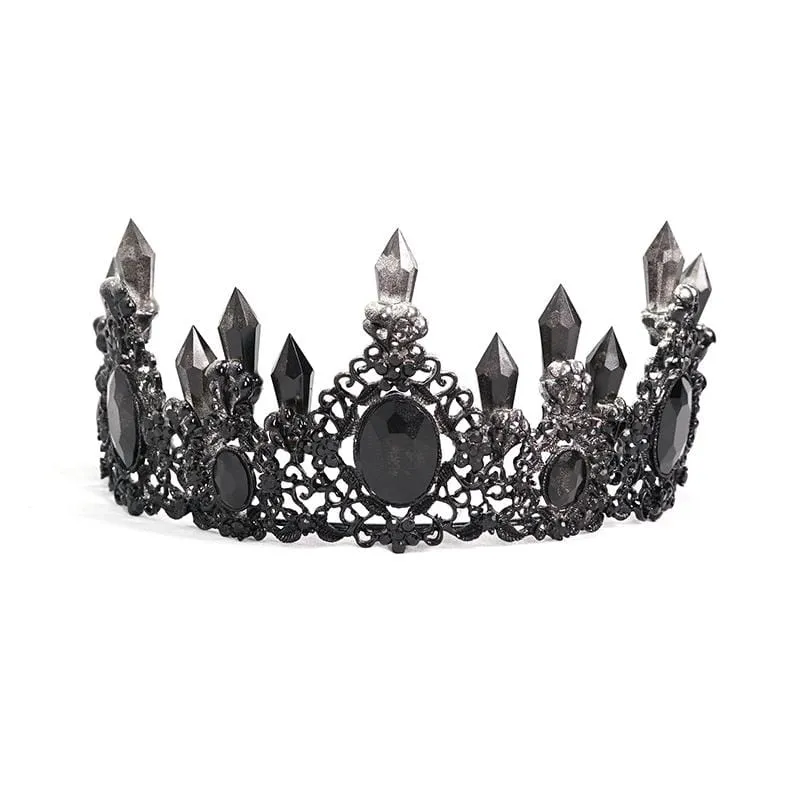 Gothic Black Crystal Stone Crown für Damen