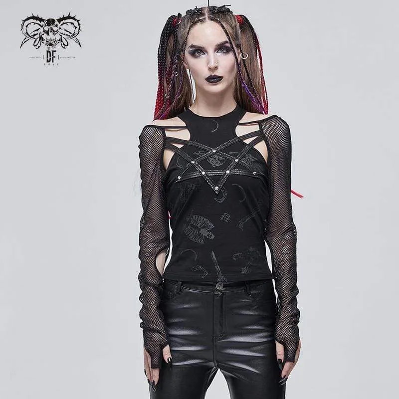 Gothic Splice Top mit Pentagramm-Ausschnitt für Damen