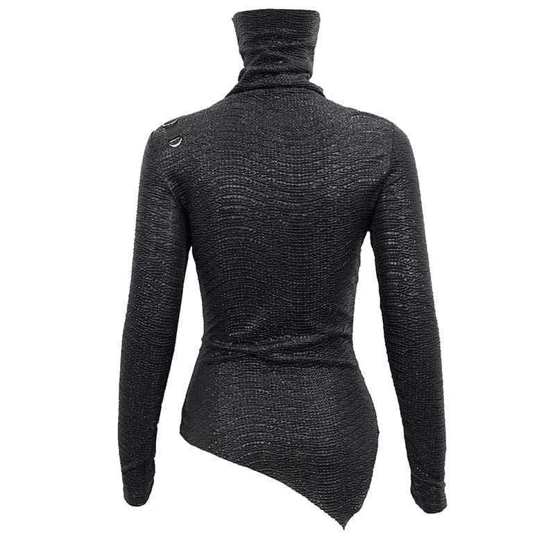 Damen Gothic unregelmäßiger Rollkragenpullover mit Rüschen