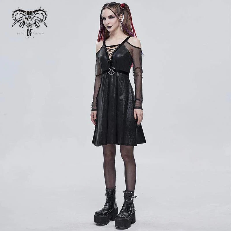 Gothic Kleid mit tiefem Schulterausschnitt für Damen