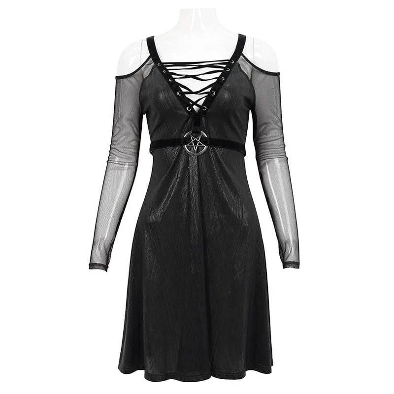 Gothic Kleid mit tiefem Schulterausschnitt für Damen