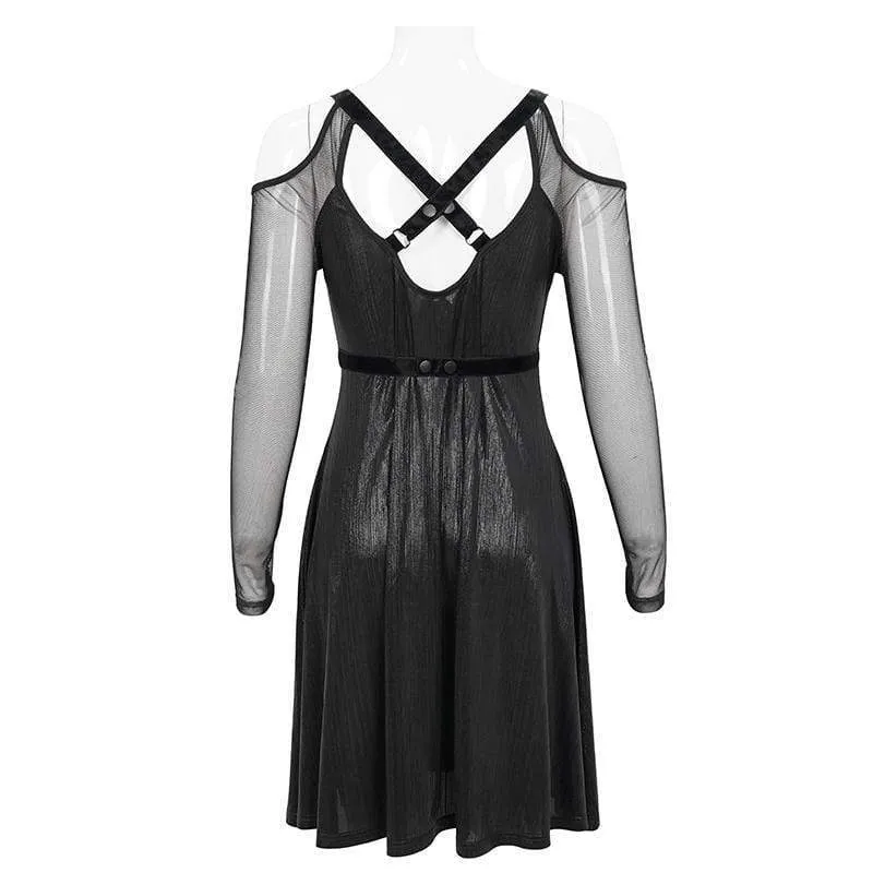 Gothic Kleid mit tiefem Schulterausschnitt für Damen