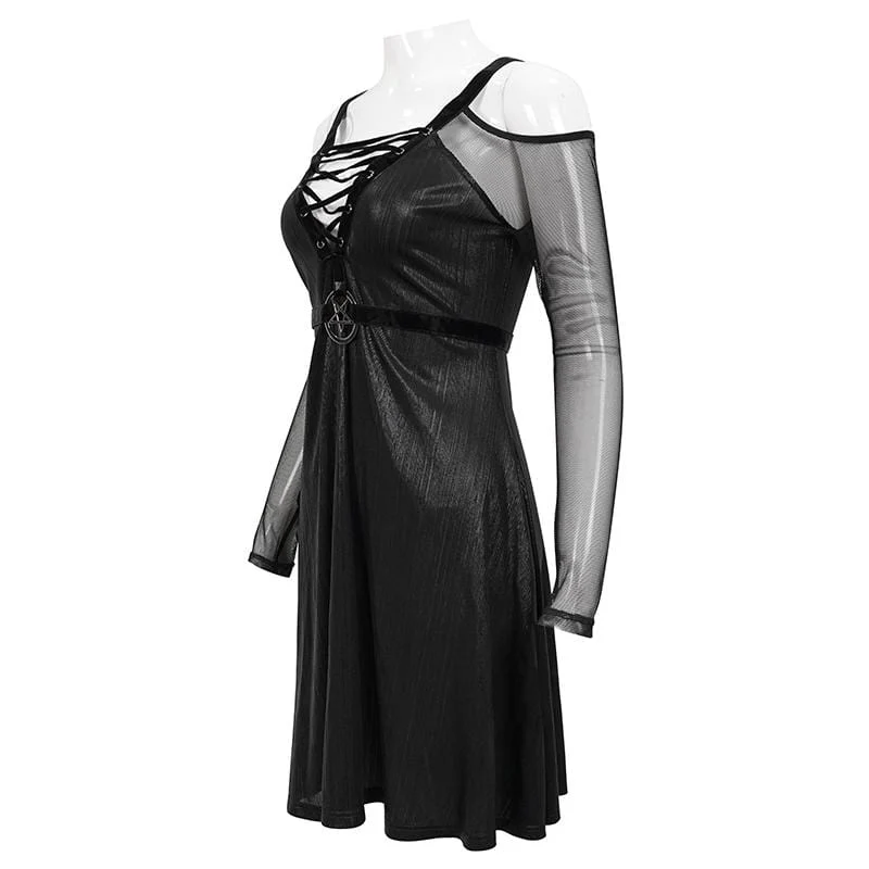 Gothic Kleid mit tiefem Schulterausschnitt für Damen