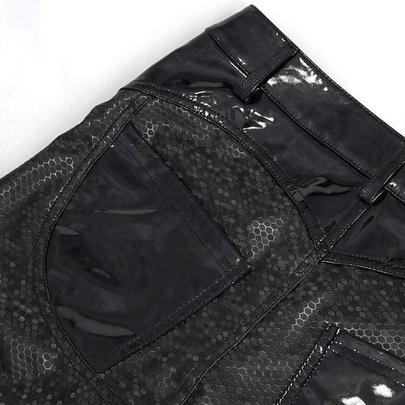 Gothic Faviform Zipper Kunstlederhose für Damen