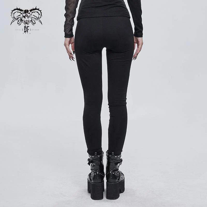 Gothic-Hosen mit Spinnweben-Print für Damen