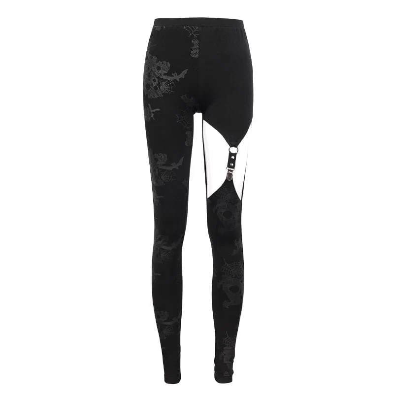 Gothic-Hosen mit Spinnweben-Print für Damen